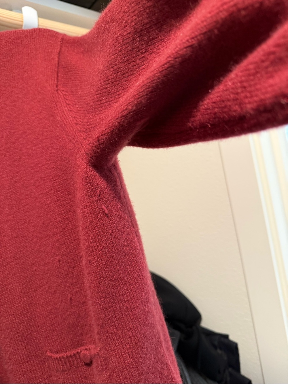 Reformation Clara Cashmere Crew Cardigan- Chianti Patch Pocket - Picture 7 of 9